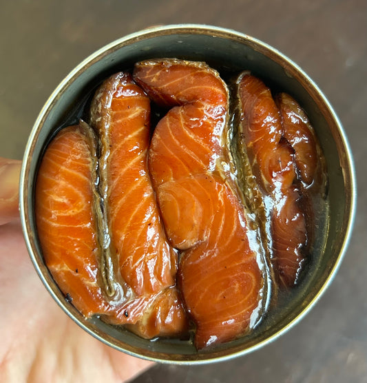 8. PRE-ORDER: Smoked sockeye salmon 6.5 oz tin can - $22/can (3 pack)