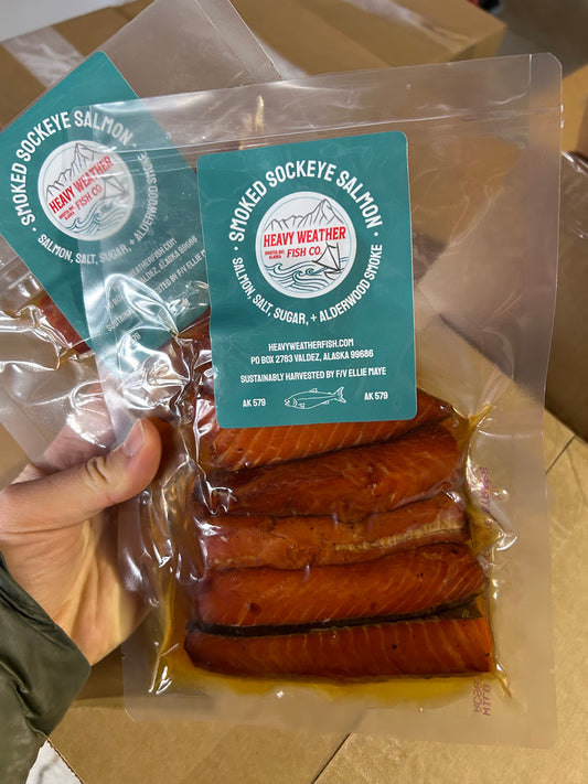 9. PRE-ORDER: Smoked sockeye salmon 8 oz. (shelf stable) - $32/bag (3 pack)