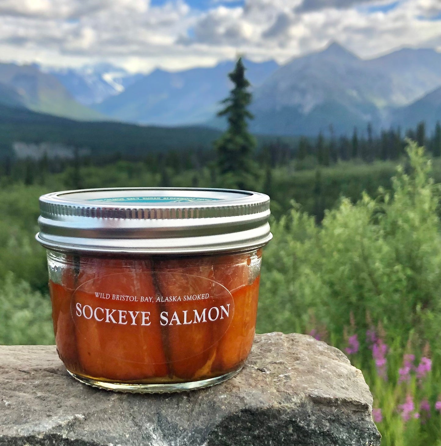 Smoked sockeye salmon jar