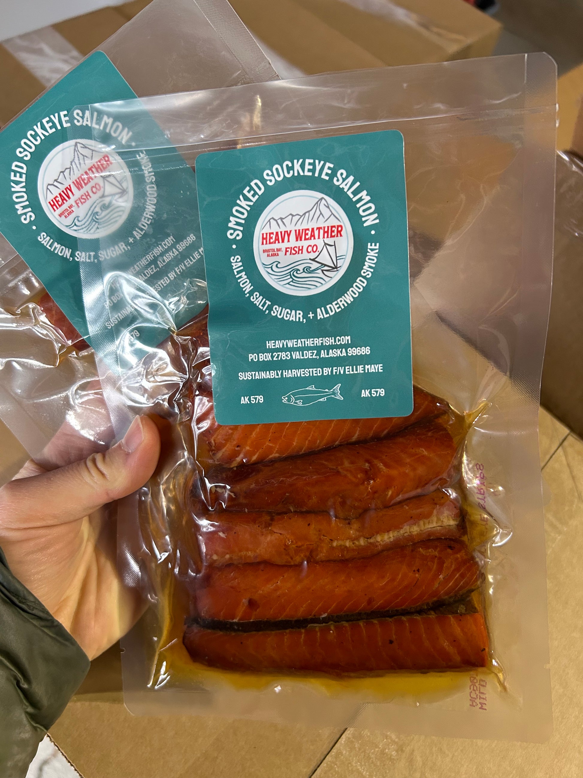 5. Smoked Sockeye Salmon 8 oz. (shelf stable) 3-pack: $96